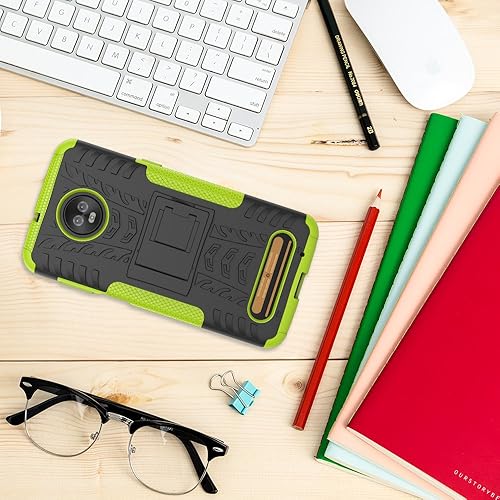 Miniatura 3 de Yiakeng Funda para Moto Z3, Moto Z3 Play, doble capa protectora delgada a prueba de golpes con función atril para Motorola Moto Z3 (verde)