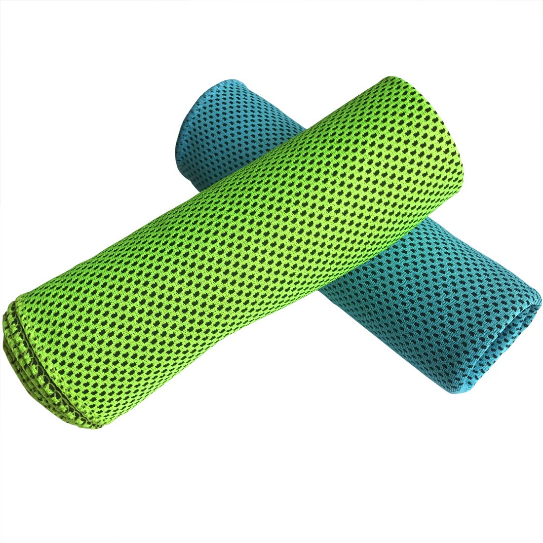 Cooling Towel(Pack of 2),Mesh Instant Ice Sports Towel(40" Length x 12" Width) for Fitness,Sports,Gym,Camping,Running,Climbing&Yoga Green and Blue
