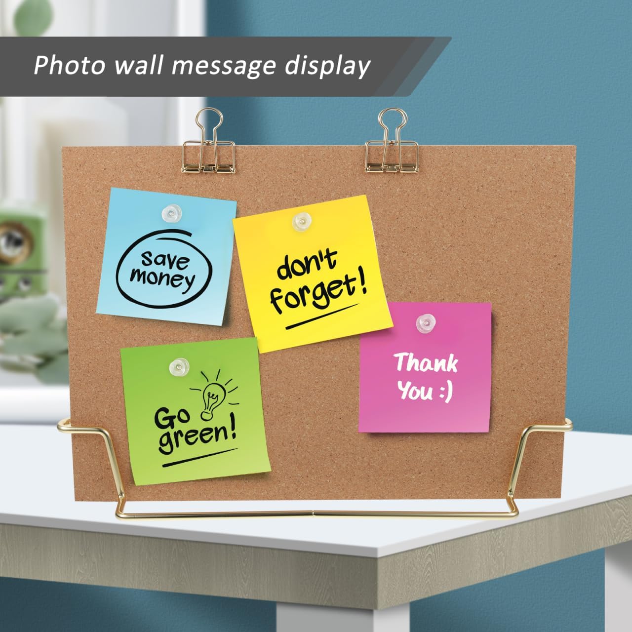 TOYANDONA Cork Board Bulletin Board with Metal Stand, 12.6x9 Inch Notice Message Pin Board, Desktop Memo Board, Perfect for Home Office School Decor