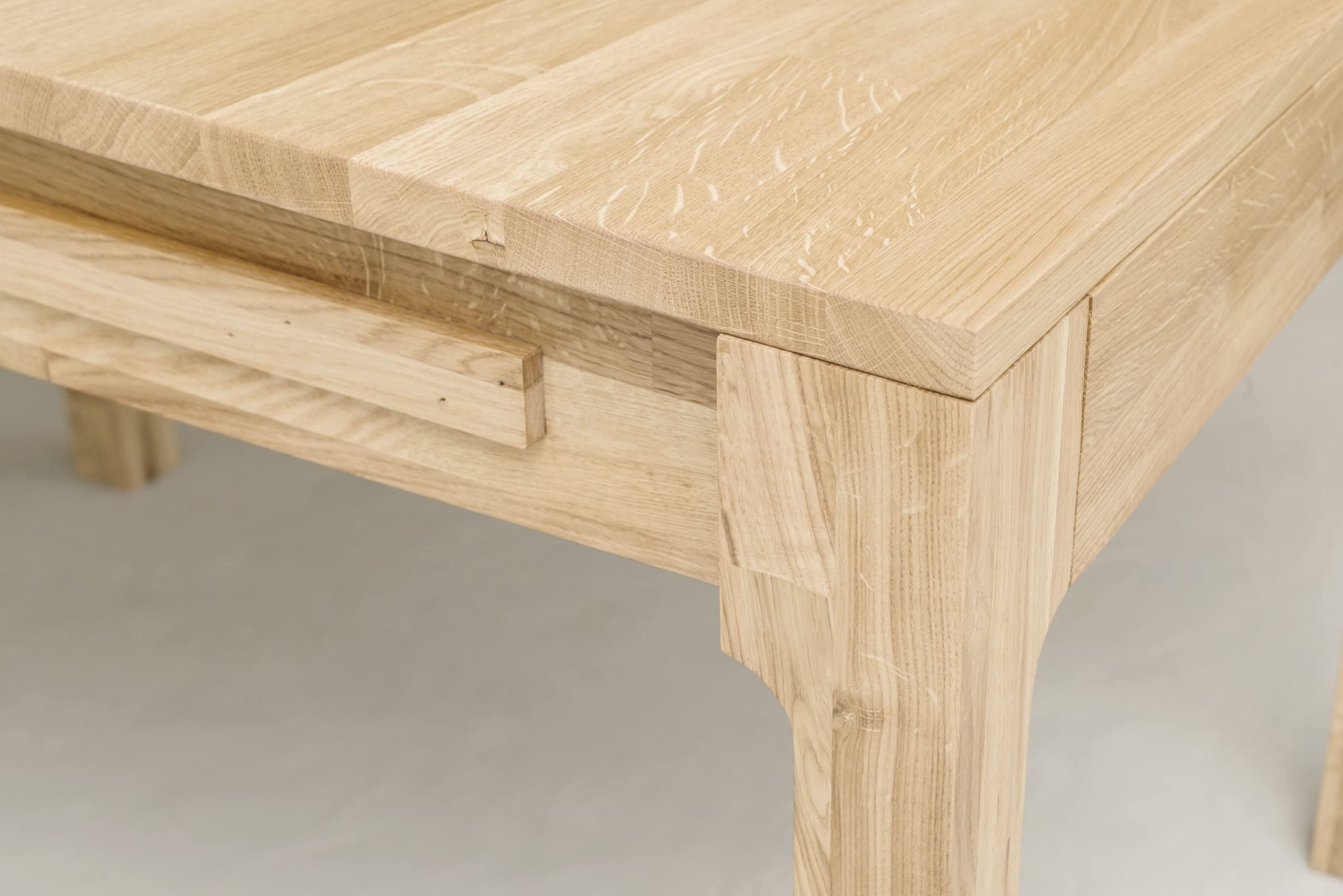 NORDICSTORY Marsi Marsi Esstisch, ausziehbar, aus Massivholz, Eiche, ideal für Küche oder Wohnzimmer, Möbel im Nordic-Stil, rechteckig (140 - 180 x 90 x 75 cm, Eiche gebleicht)