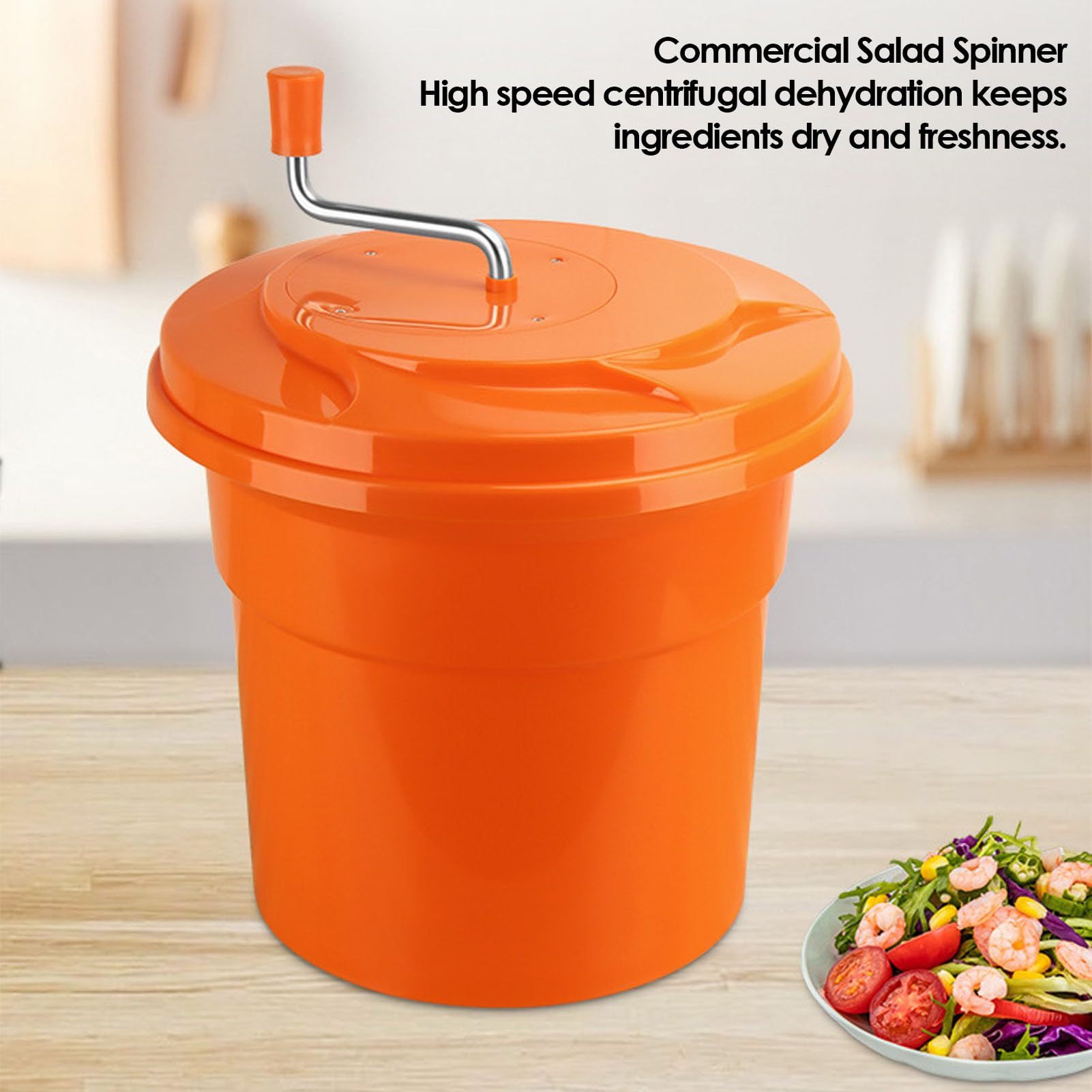 Centrifuga per Insalata, Essiccatore per Verdure di Grande capacità da 12 Litri con Frenante Integrato, per Uso Domestico Commerciale in