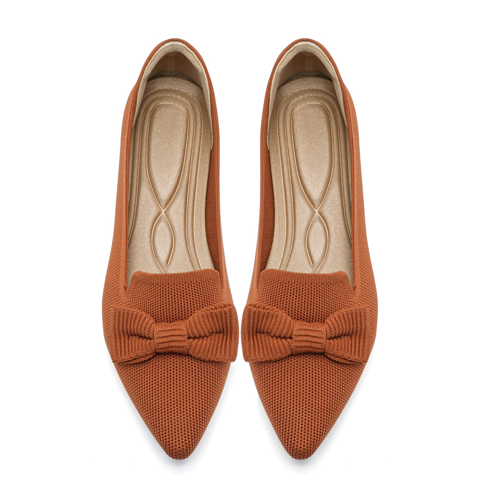 Adaiixyc Flats for Women Mesh Ballet Flats with Bow Pointed Toe Dressy Comfortable Knit Breathable for Work Office