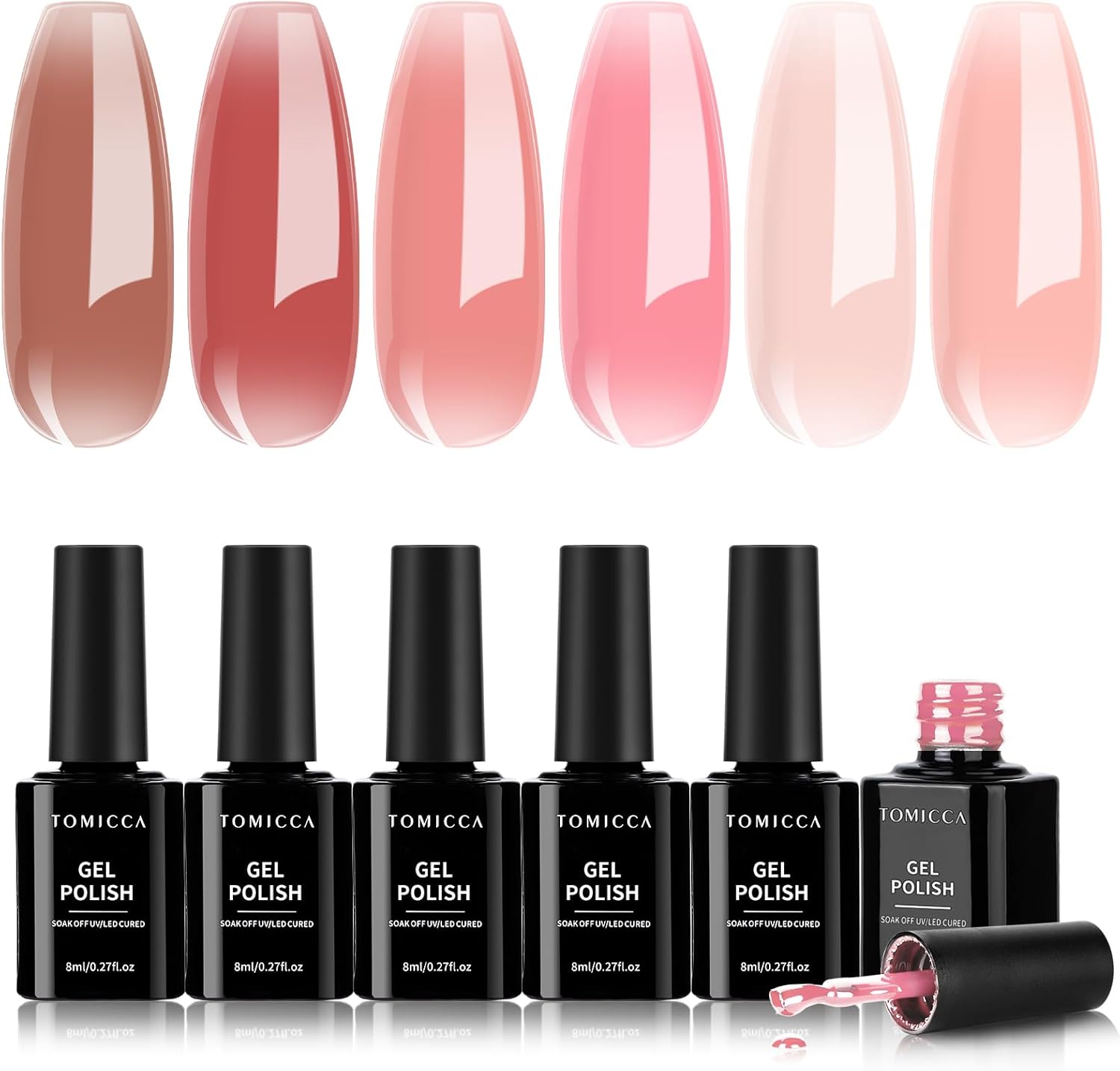 TOMICCA Transparent Gel Nail Polish Set,6 Colors Semi-Permanent Nail Polish-Gel UV Nail Polish Dating Do-It-Yourself UV Manicure Nail Art TOMICCA Transparent Gel Nail Polish Set,6 Colors Semi-Permanent Nail Polish-Gel UV Nail Polish Dating Do-It-Yourself UV Manicure Nail Art
