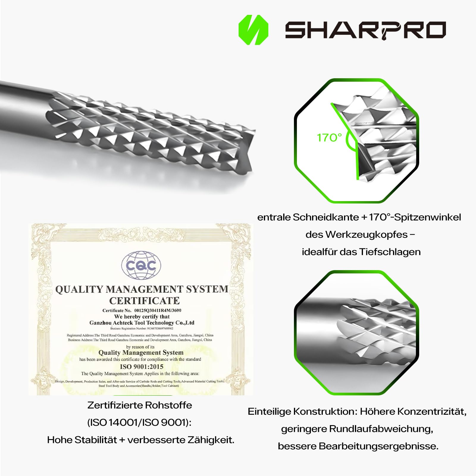 HM-Frässtift, Schaft:6mm, Zahnung:C, Kugelzylinderform: WRC