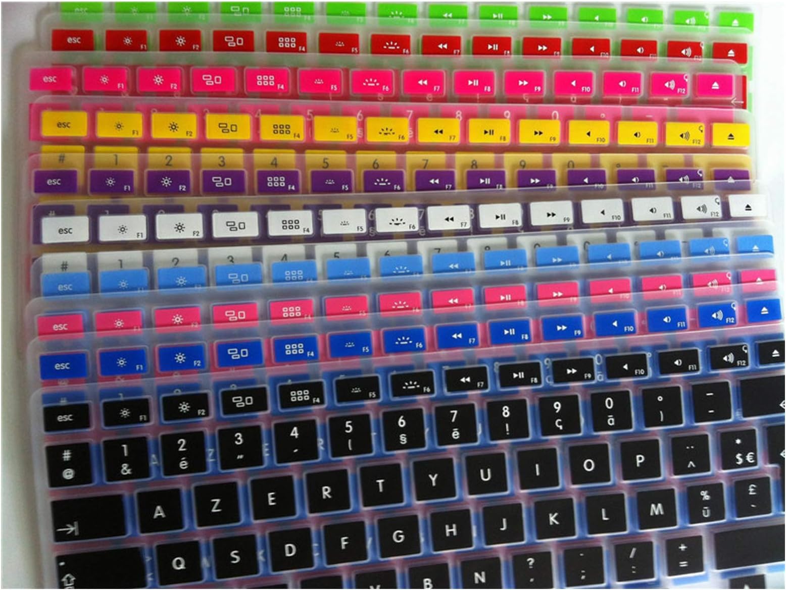 Silicone AZERTY French Keyboard Cover for MacBook Air Pro Retina 13 15 EU Euro Version Laptop Keyboard Skin Protector for iMac,Silver
