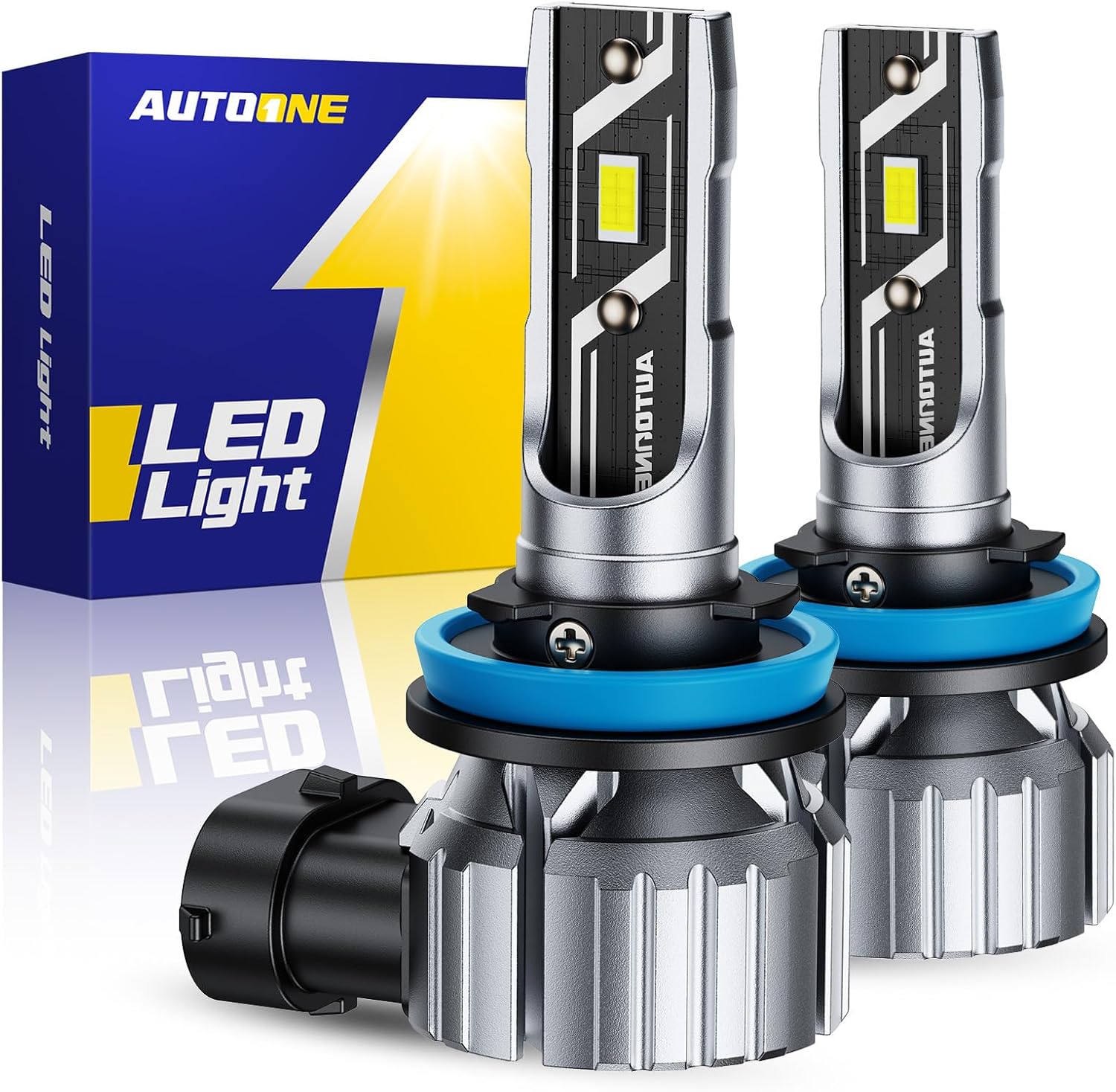 AUTOONE H11 LED Fog Light, 20000LM 6000K White H11/H9/H8/H16JP Fog Lamp or DRL, Wireless, Easy Installation, IP68, Pack of 2