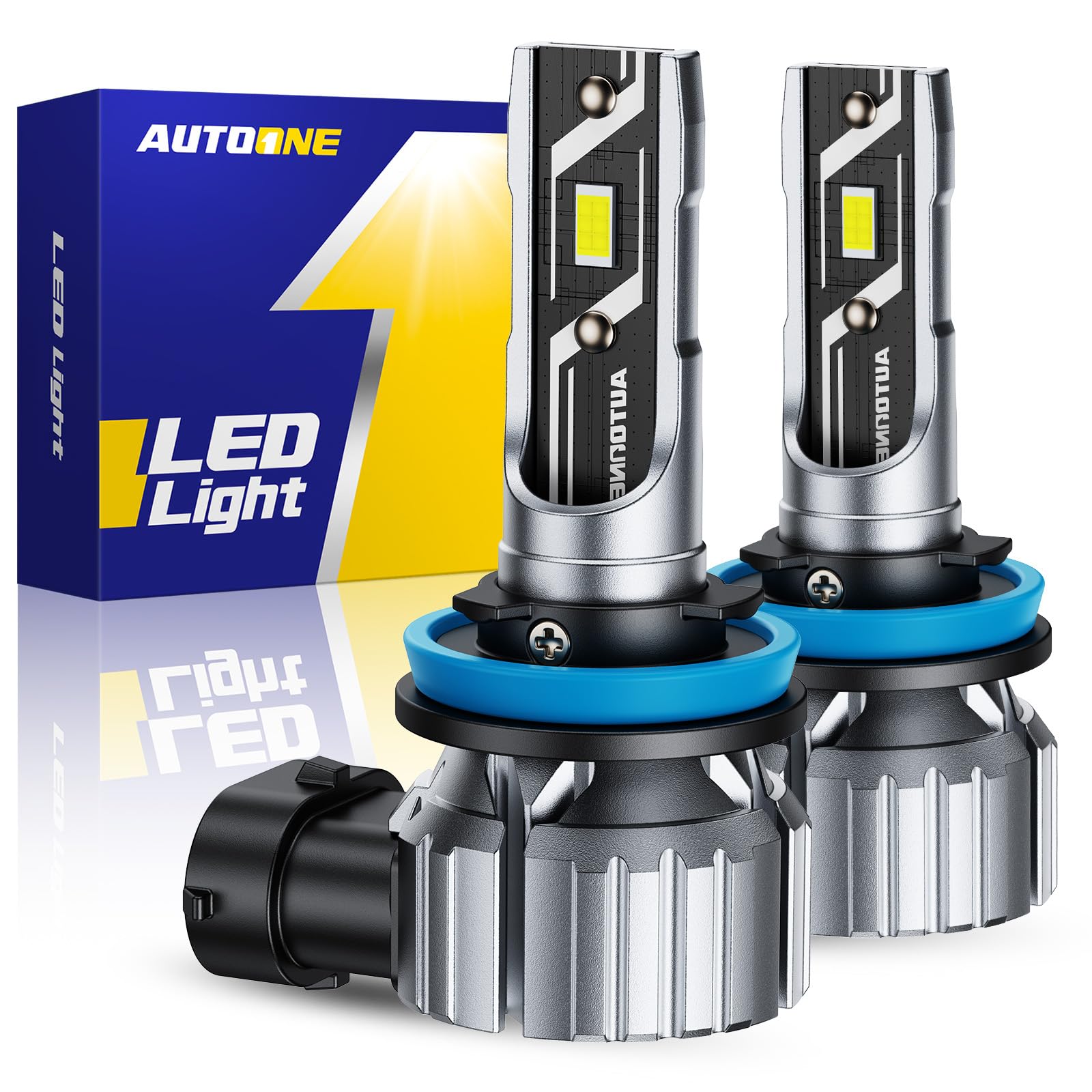 AUTOONE H11 LED Fog Light, 20000LM 6000K White H11/H9/H8/H16JP Fog Lamp or DRL, Wireless, Easy Installation, IP68, Pack of 2