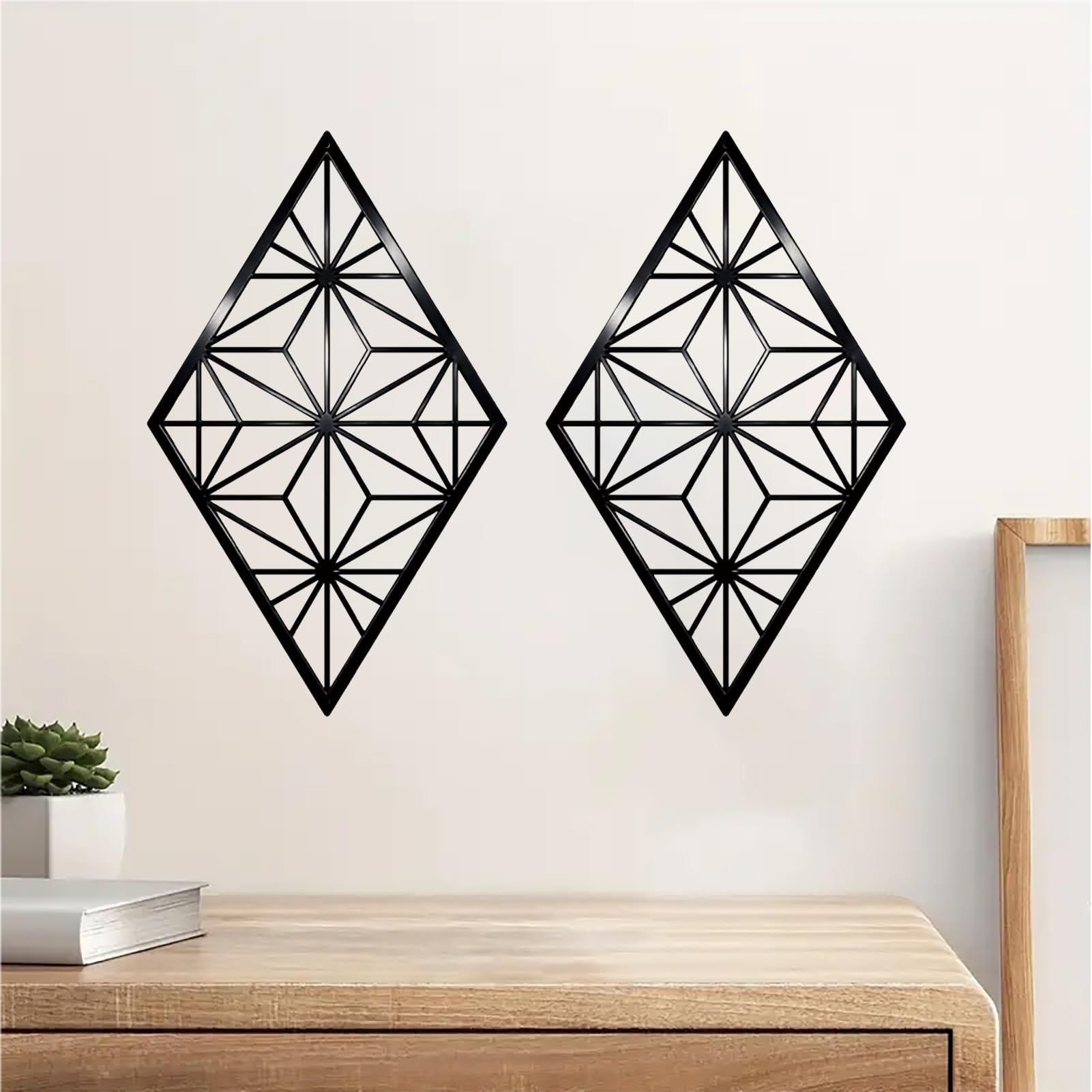 DUOOLN 2 Pcs Abstract Metal Wall Decor, Minimalist Single Line Art Iron Hanging Picture, Modern Geometrical Metal Wall Sculptures Sign, For Living Room Bedroom Bathroom Study Room Home Decor- Black