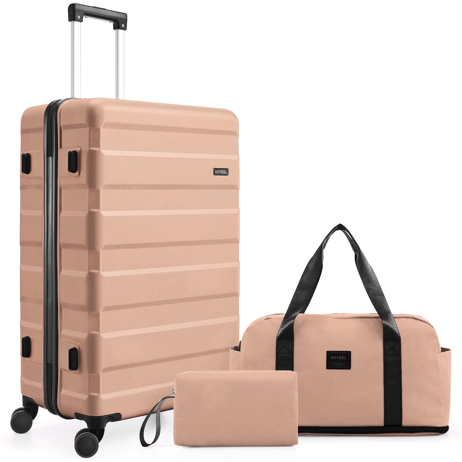 Hoteel Luggage Sets 3 Piece, 4-Year Warranty, Carry-On Luggage with Dual-Spinner Wheels, ABS Hard Shell Suitcase with TSA Locks, 20 Inch Lightweight Luggages for Travel, Light PinK(20IN/DB/TB)