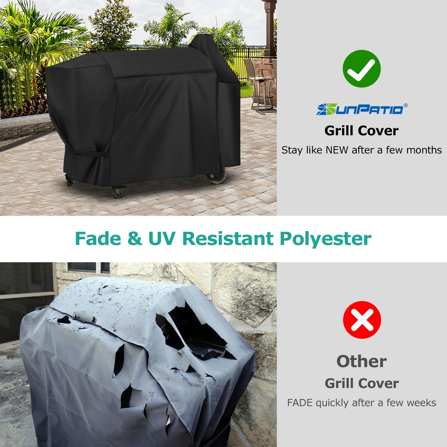 SunPatio Grill Cover Compatible with Pit Boss Austin XL/Rancher XL Wood Pellet Grill, All Weather Protection BBQ Cover, Black