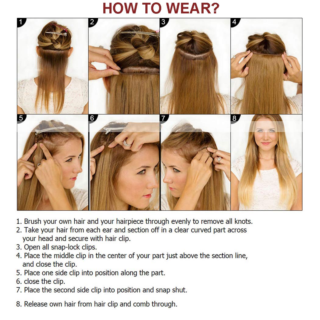 Amazon.com : Clip in Hair Extensions Real Human Hair, Clip  display picture 3