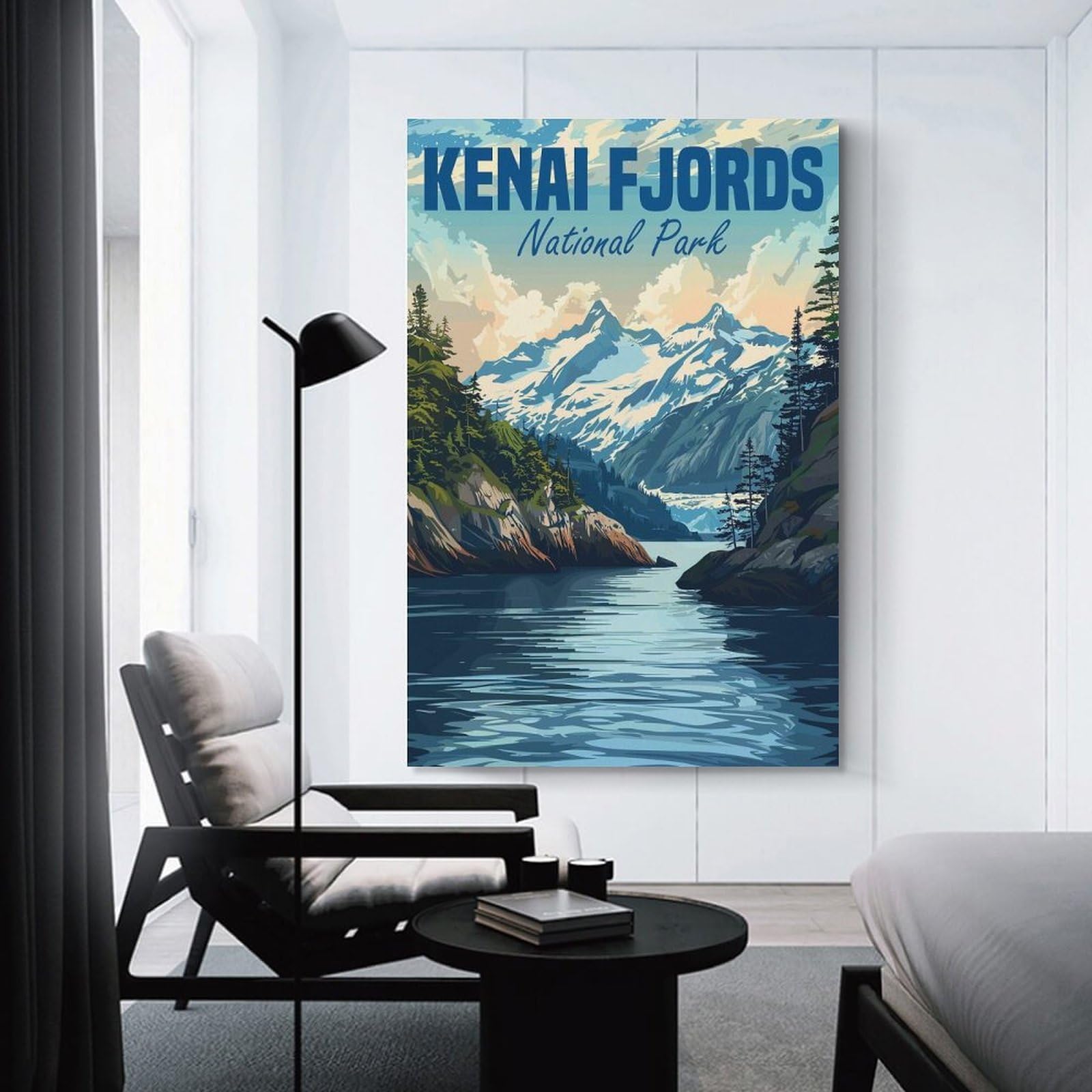 Junmoney Kenai Fjords National Park Room Decor Wall Art, 24x36inch(60x90cm), for Office, Study Or Home Workspace, Decorative Artwork for Productive Spaces