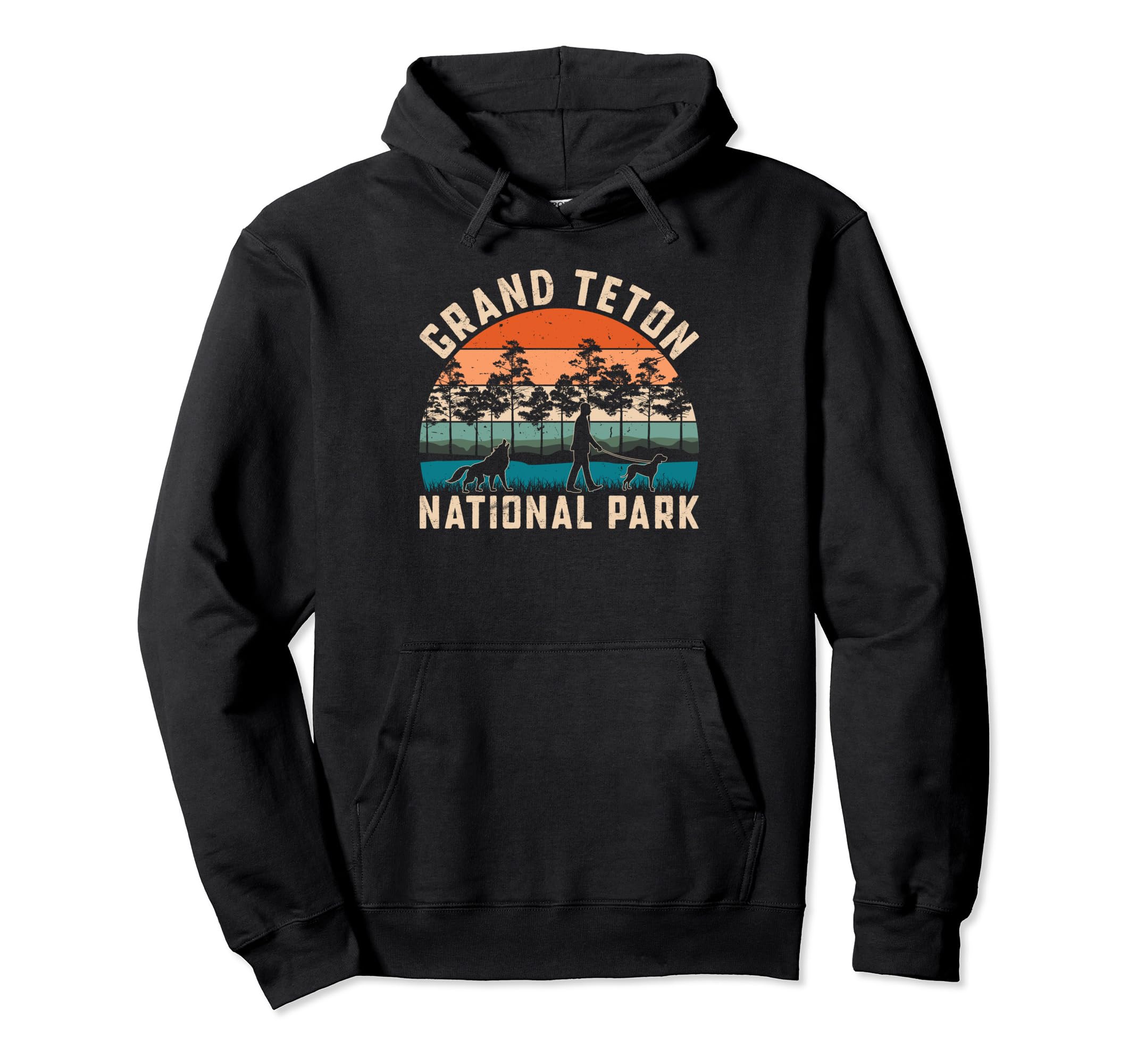 Vintage Dog Lover Grand Teton National Park Pullover Hoodie