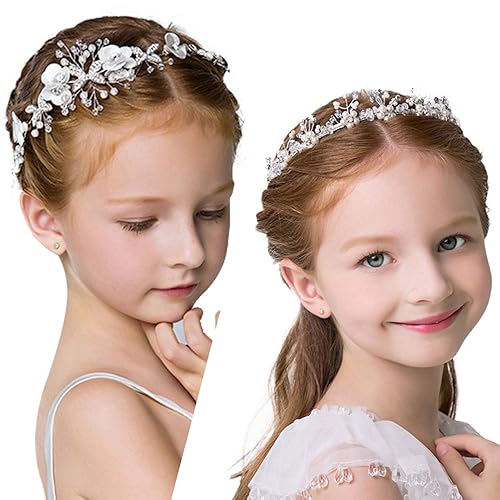 2 piezas de corona de flores de boda princesa de boda velo de comunión tiara para niñas bodas y flores