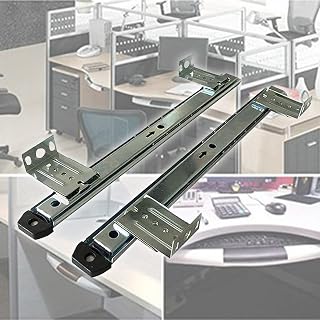 BDSHGRDH guías para cajones， 2 guías for cajón de Teclado, de Metal Resistente, con rodamientos de Bolas y Soporte de Altura Ajustable, for Colgar.(Silver)