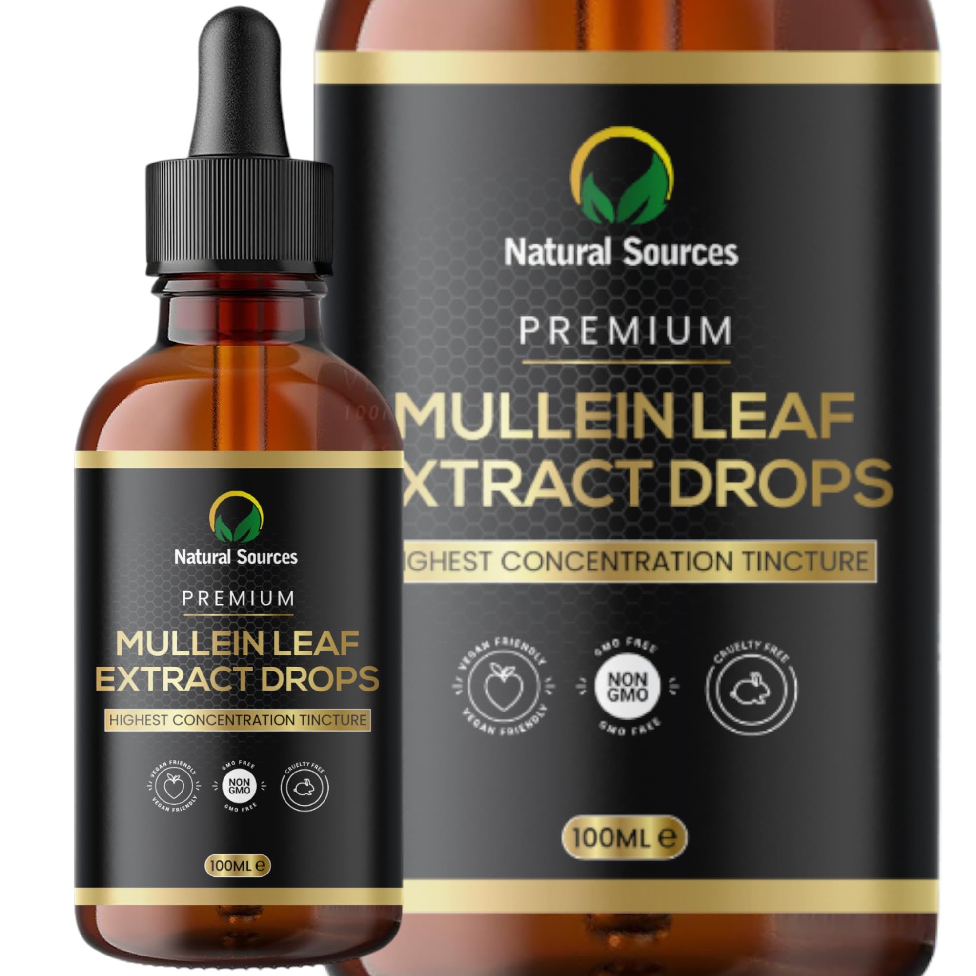 Mullein Leaf Extract for Lungs | High Strength 1,000mg | 100mls 3 Month Supply (100 Servings) | Organic Plant Extract UK Grown & Produced | Mullen Drops | GMDP, MHRA, ORG Certified | Vegan