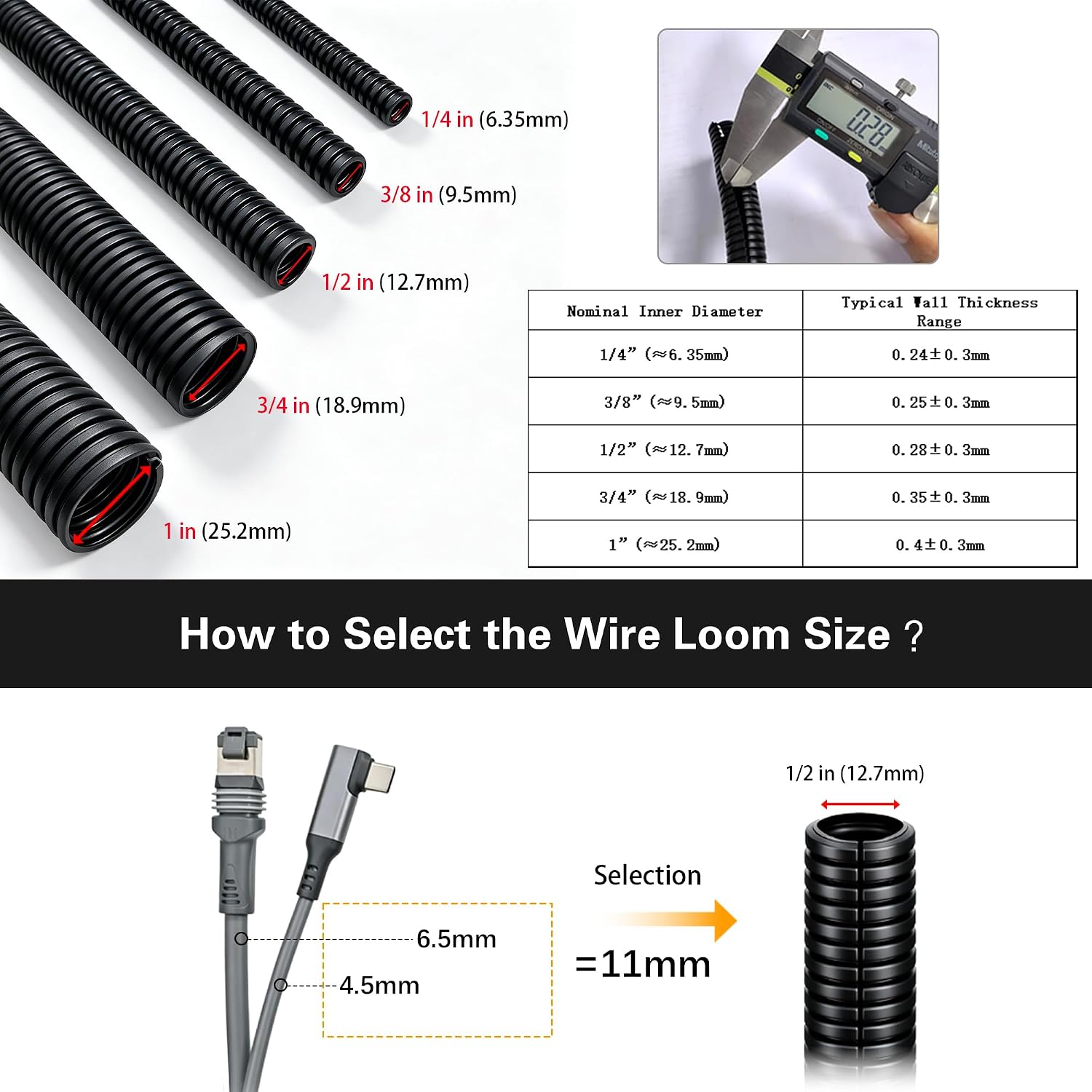 Split Wire Loom Tubing, 25FT 1/2Inch Heat Resistance Wire Protector image 3