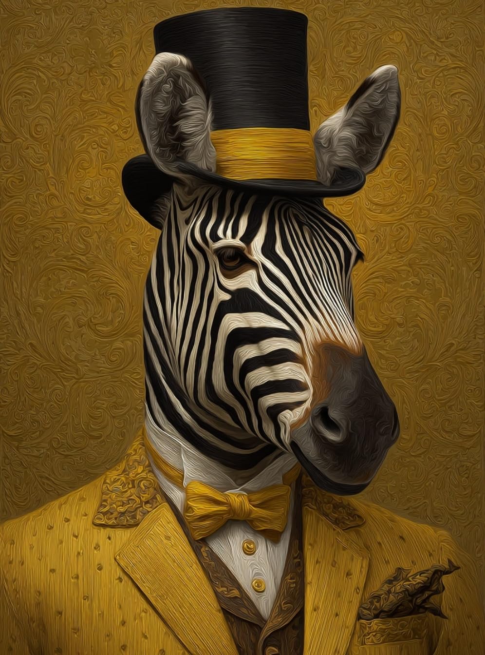 WANGWANGMIAO Paint by Numbers for Adult (Zebra Gentleman Dressed Up) DIY Canvas Oil Painting Kit for Kid with Paintbrushes Acrylic Pigment Drawing Paintwork Gifts 16x20inch，with Frame