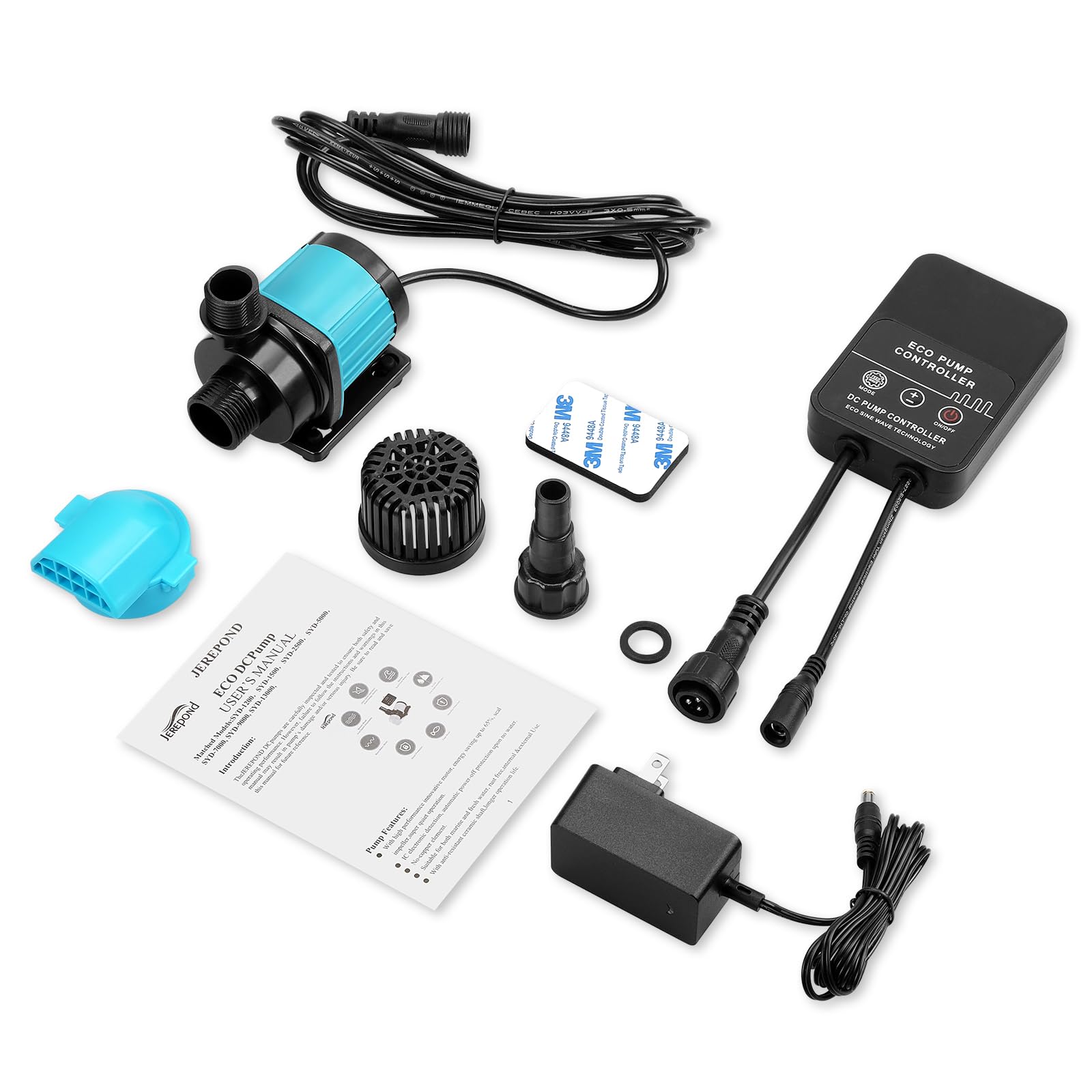 Pompa powrotna do akwarium 400 GPH z wyświetlaczem LCD, 15 W DC 24 V pompa akwariowa do akwariów słodkowodnych, akwarium, studni, pompy głębinowej