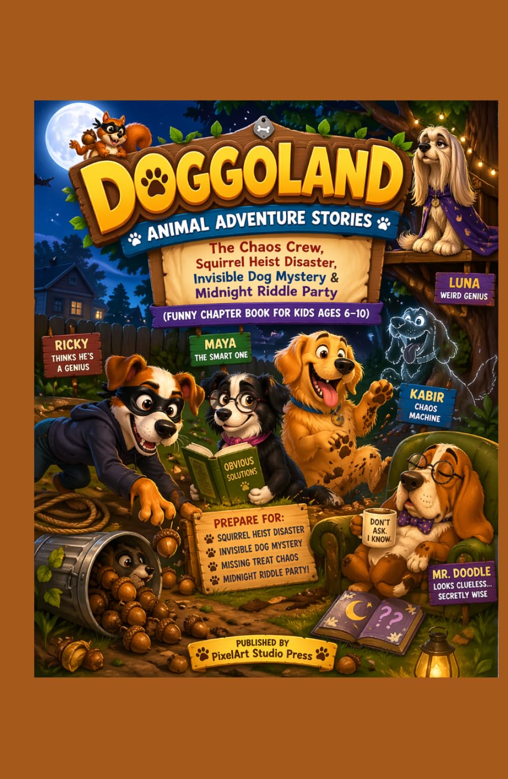 Doggoland: Animal Adventure Stories – The Chaos Crew, Squirrel Heist Disaster, Invisible Dog Mystery & Midnight Riddle Party: Chapter Book for Kids ... and Life Lessons (Doggoland Chronicles)