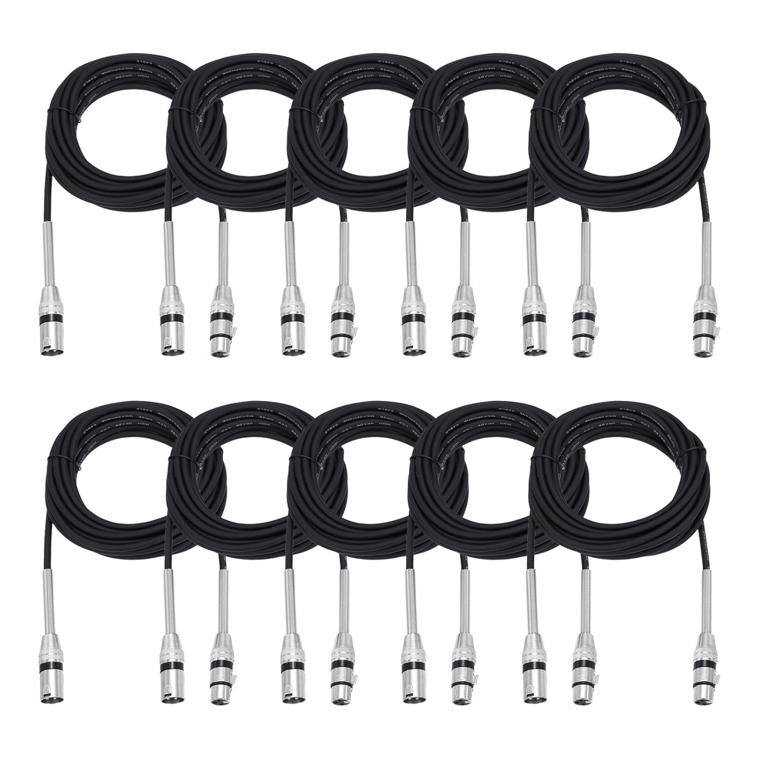 DMiotech 10 Pack XLR to XLR Cable, 3-Pin 22AWG OFC Male to Female Microphone Cable Mic Cord Wire Connector for Speaker Mixer, Studio, PA System, 20 Feet(Black)
