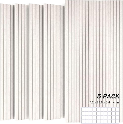 Miniatura 21 de Paquete de 5 paneles acústicos grandes, paneles de espuma a prueba de sonido de 48 x 24 x 0.4 pulgadas para paredes, paneles de amortiguación de