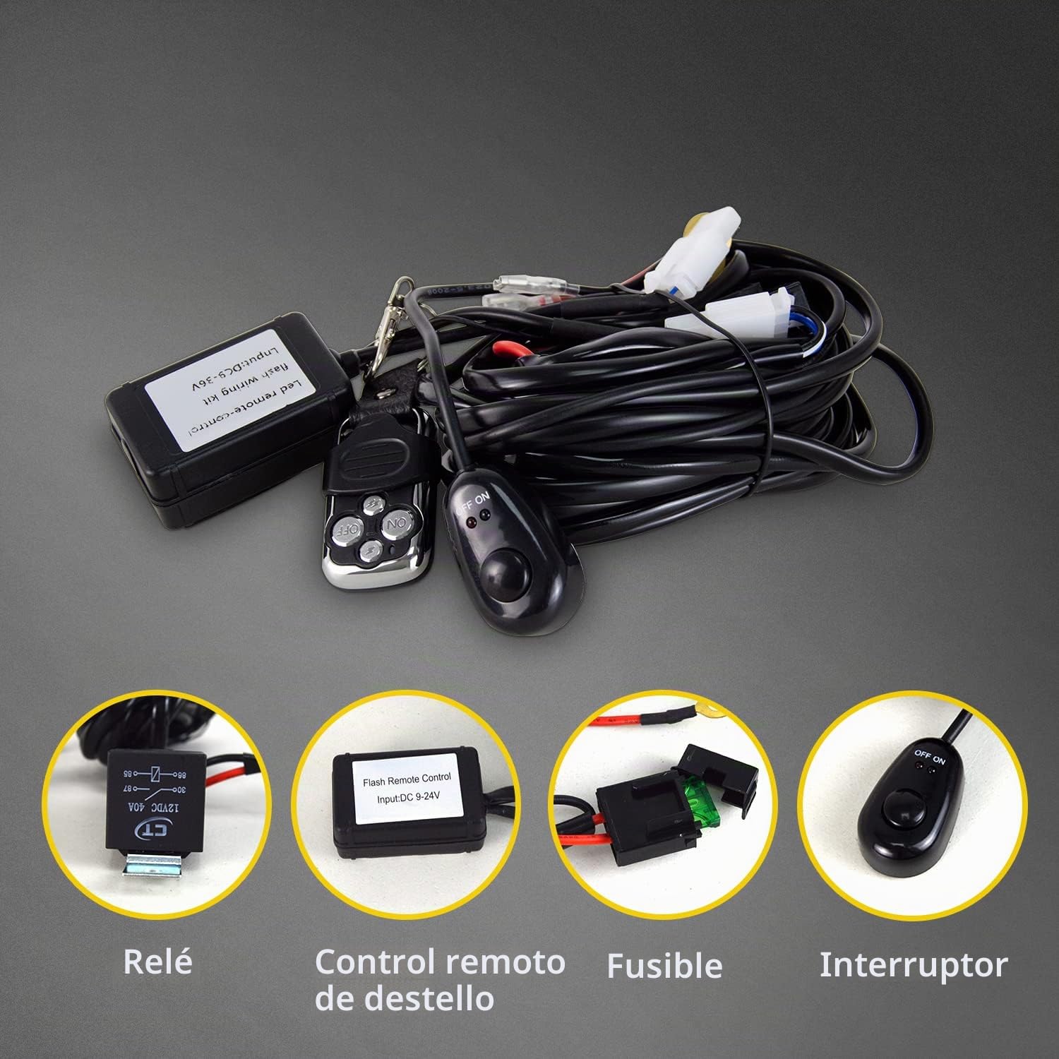 AUXTINGS Curvo 82 cm Barra de luz led, 405W Barras Luminosas led y 12V Remoto estroboscópica Kit de cableado para Off Road camión Coche SUV 4x4,Foco Inundación Combinado 6000K lámpara de conducción
