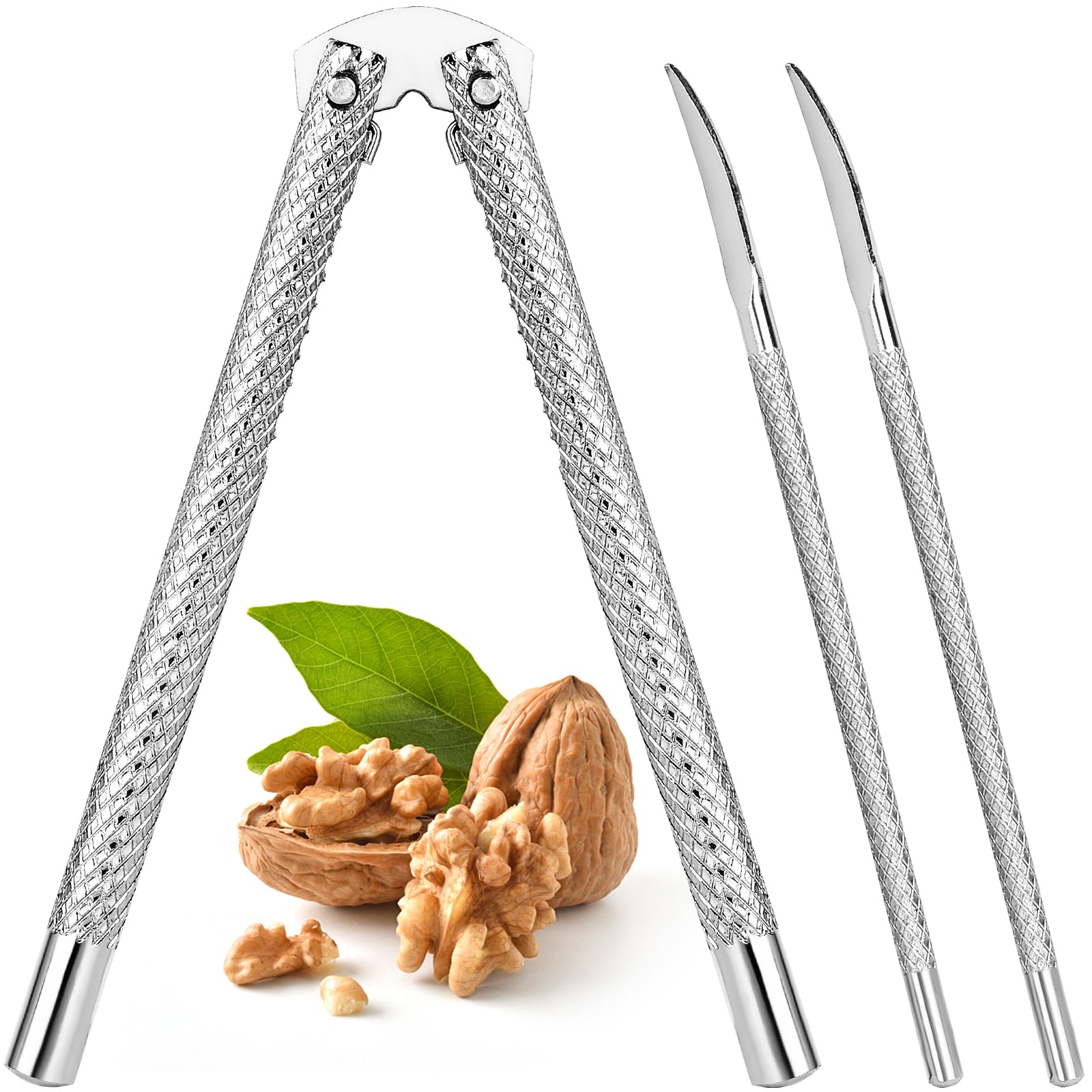 Classic Nutcracker Set Pecan Walnut Nut Cracker Tool Lobster or Crab Seafood Cracker With 2Picks,Stainless Steel