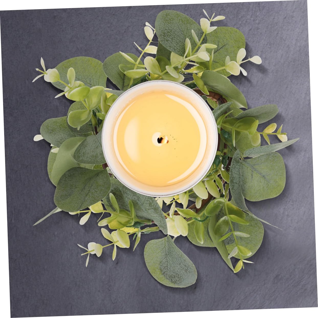 6 Stück Künstliche Eukalyptus Kranz Kerzenringe Langlebige Dekorative Blattgirlanden für Tischdeko Party Hochzeit Indoor Outdoor Gebrauch Rustikale Gartenatmosphäre
