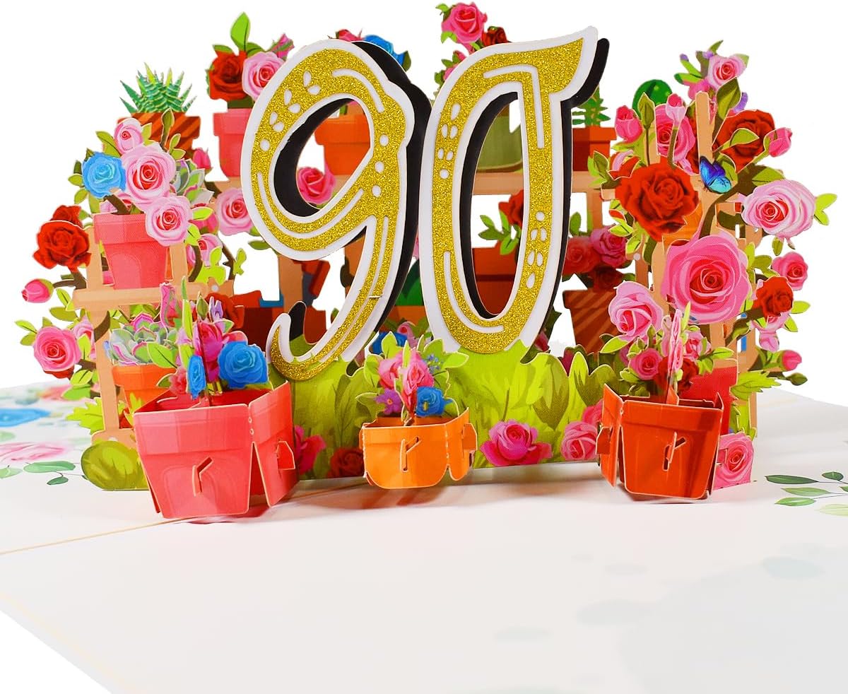 90th Birthday Card 3D Pop-Up Greeting Card Happy 90th Birthday Card with Envelope and Note Cards for Men, Women, Grandparents - Image 7