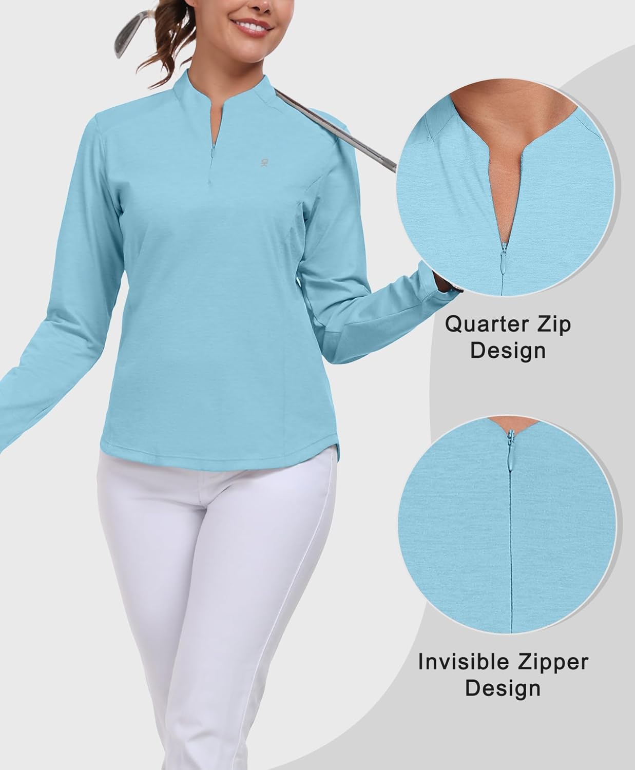 Little Donkey Andy Women's Golf Shirts Long Sleeve 1/4 Zip Athletic Lightweight Quick Dry Workout Hiking Athletic Shirts