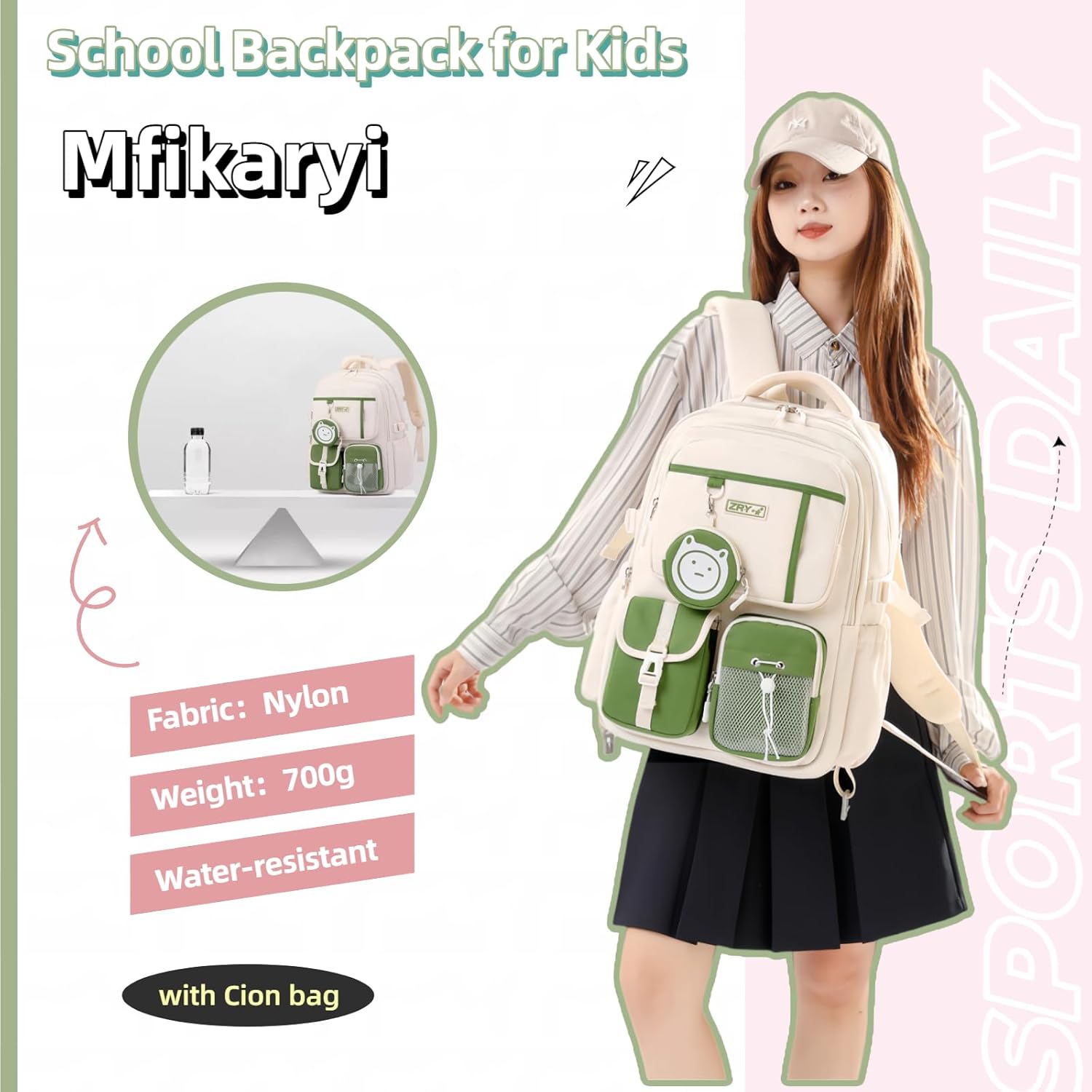 Mfikaryi Kids Backpack for Girls Boys, Teens School Backpack Multi-pocket Bookbag