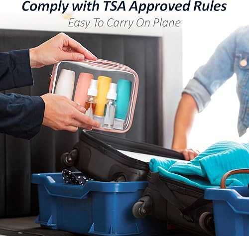 Miniatura 3 de PACKISM TSA Approved Toiletry Bag with Bottles - Travel Essentials 8 Pack Leakproof 3.4oz Silicone Travel Bottles for Toiletries, Shampoo