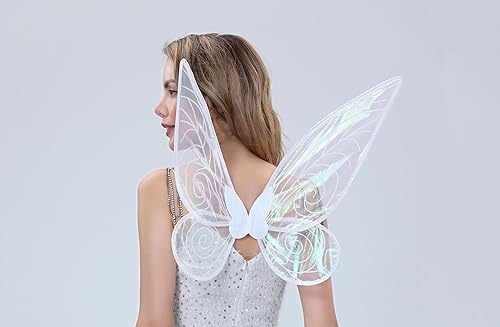 Miniatura 3 de Alas de hada para adultos, alas de princesa transparentes brillantes, alas de ángel, ideales para disfraz de Halloween, color blanco