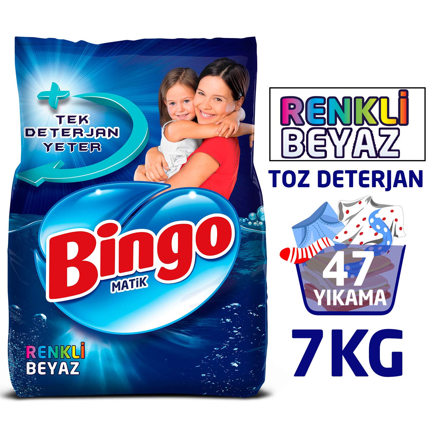 Renkli & Beyaz Toz Çamaşır Deterjanı 7 Kg 1 ADET