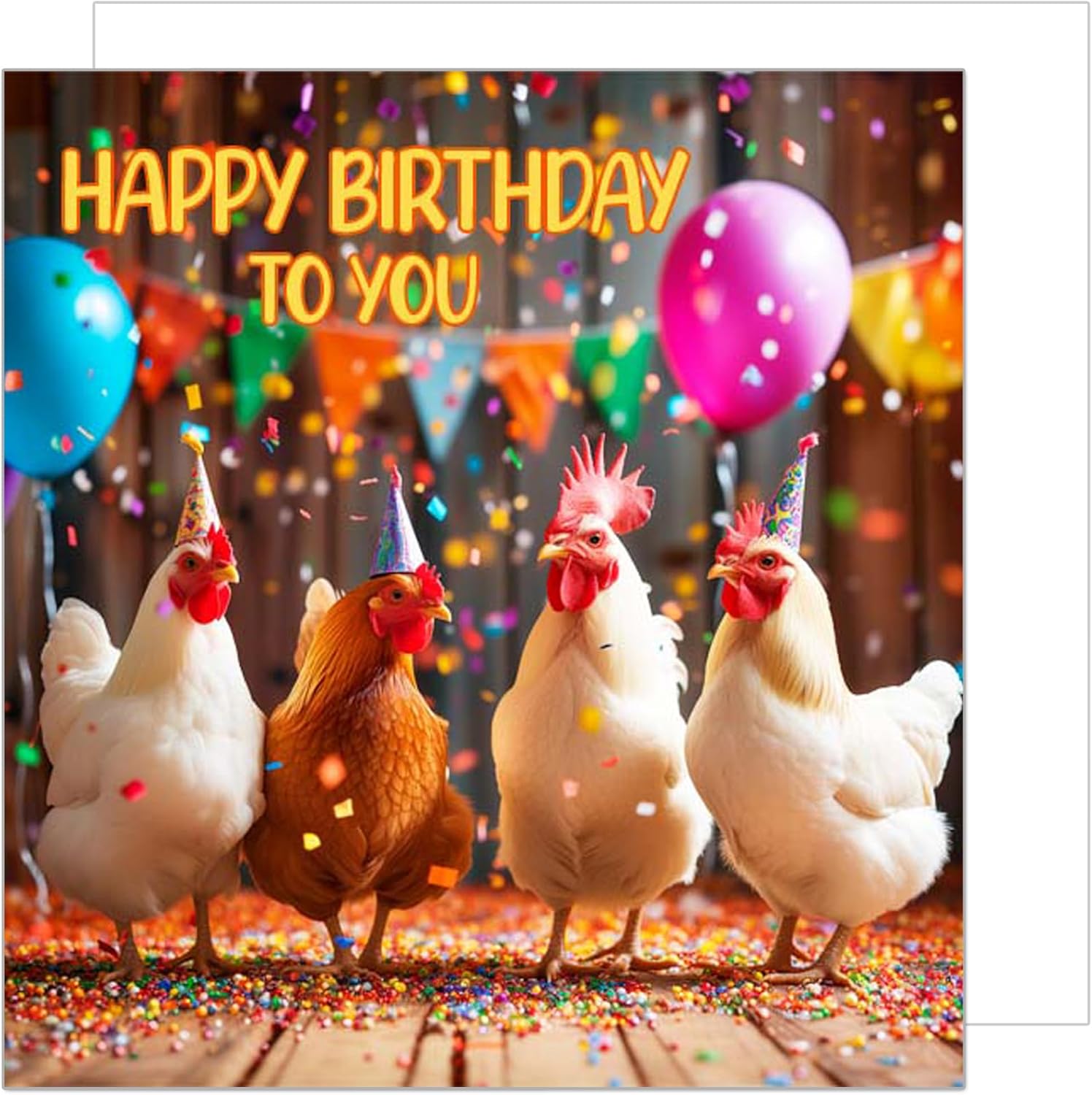 Edition Seidel Premium Square Birthday Card with Envelope. Greeting Happy Birthday For Him or Her Female Mum Dad Daughter Girl Boy Kids Teens Friend Chicken (GQ211 SW024)