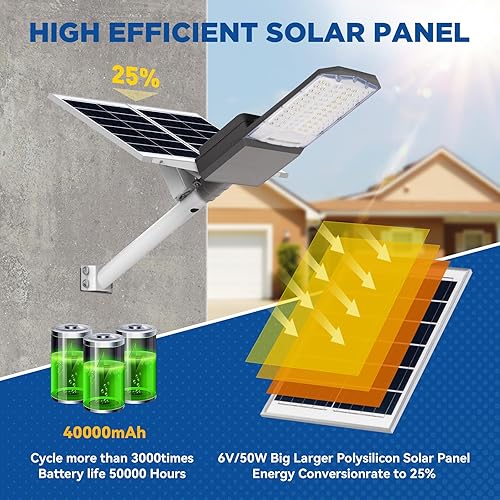 Miniatura 5 de Farolas solares de 800 W para exteriores, 80000 lm, luz de calle solar IP67, impermeable, funciona con energía solar, luz de calle LED del atardecer