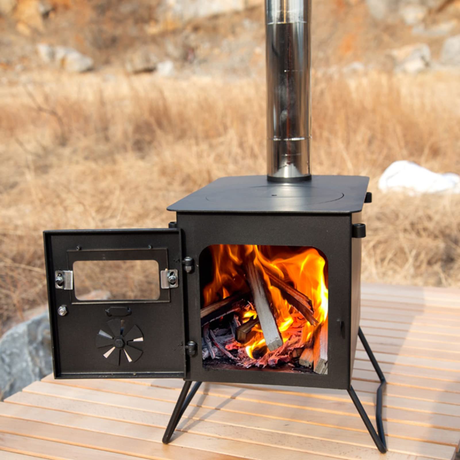 Poêle à Bois De Camping Pliable Et Portable, Petit Poêle De Randonnée Extérieur En Inox