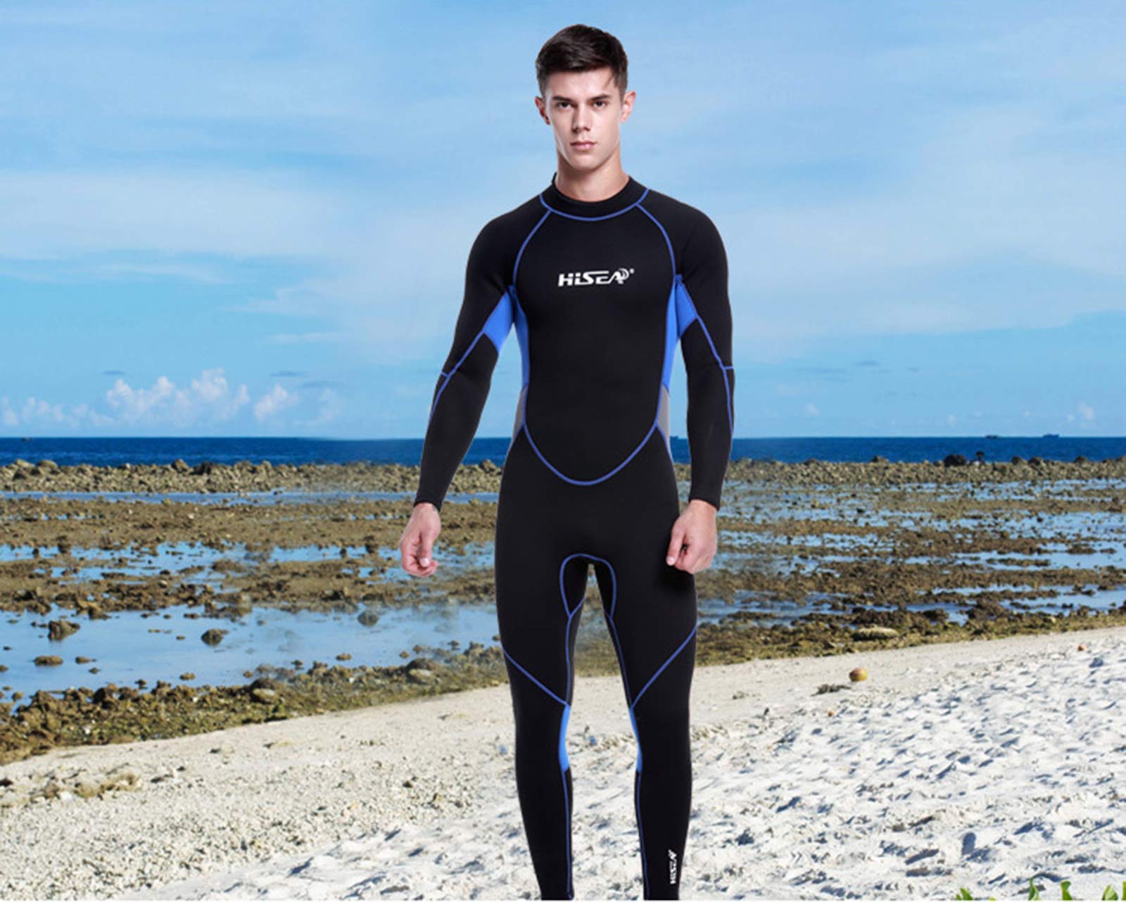 Traje De Neopreno para Hombre, Neopreno De 3 Mm De Alta Flexibilidad De Una Pieza Natación, Cremallera Trasera Figura Figura Cuerpo Completo Traje De Buceo para Buceo Snorkeling Surfing