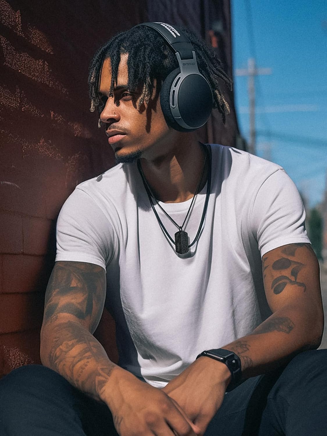 Richsteel Hip Hop Military Army Style Carbon Fiber/Bible/Bullet Dog Tags Pendant Necklace for Men Women Stainless Steel/18K Gold Plated Personalized ID/Name Jewelry (with Gift Box) - Image 2