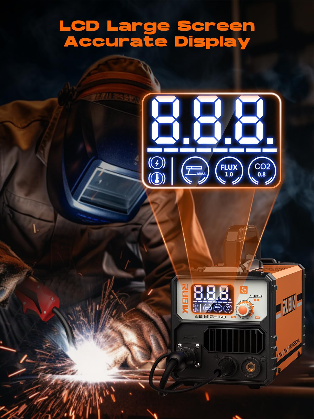 Spawarka MIG 160 A, spawarka 3 w 1, spawarka bezgazowa Flux MIG/Lift TIG/Stick MultiProcess MIG, spawarka 110 V, sterowanie synergiczne inwerterem IGBT, idealny sprzęt do spawania mig dla spawaczy