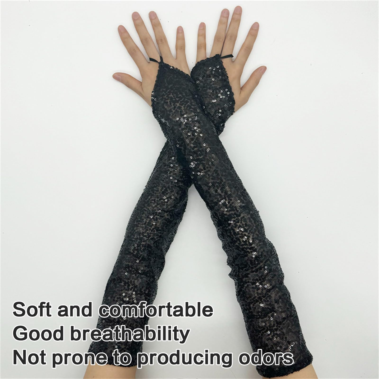 Gants longs réfléchissants à paillettes confortables pour fêtes costumées