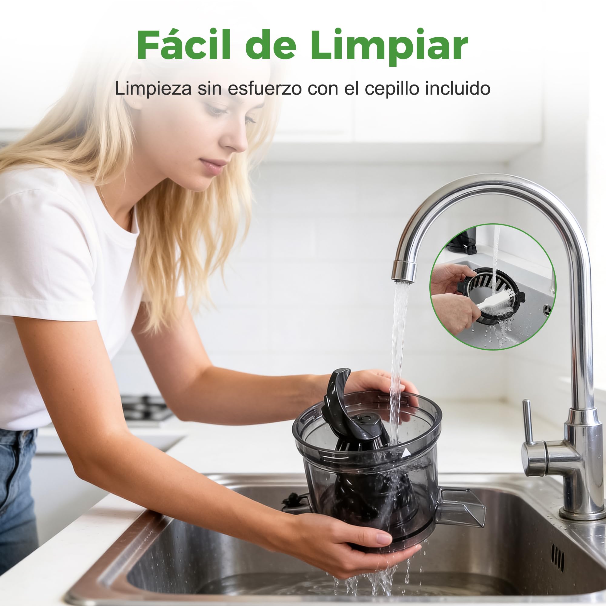 YASHE Extractor de Zumos Lento 300W, Boca 148 mm para Frutas y Verduras Enteras, con Función Marcha Atrás, Motor Silencioso, Sin BPA, Fácil Limpieza
