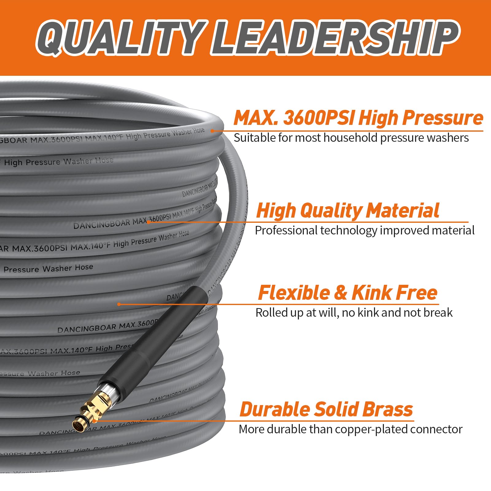 10m Caoutchouc Tuyau nettoyeur haute pression pour Kärcher K2 K3 K4 K5 K6 K7, 3600PSI Super Flexible Tuyau d'Extension avec Connecteur Rapide Click Plug pour Kärcher Pression Accessoires