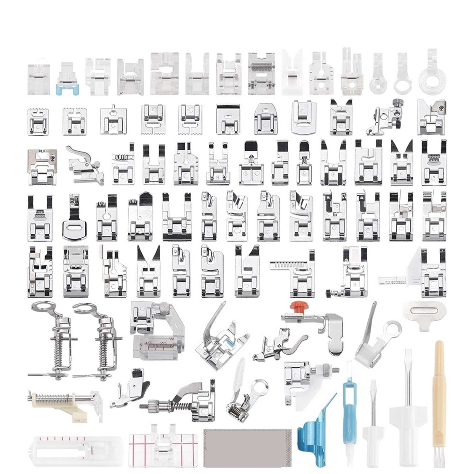 Sewing Feet 32/48/82Pcs Sewing Machine Presser Feet Set For Brother/Singer/Juki/Janome/Feiyue/Elna&Most Of Low Shank Machines(82PCS-1SET)