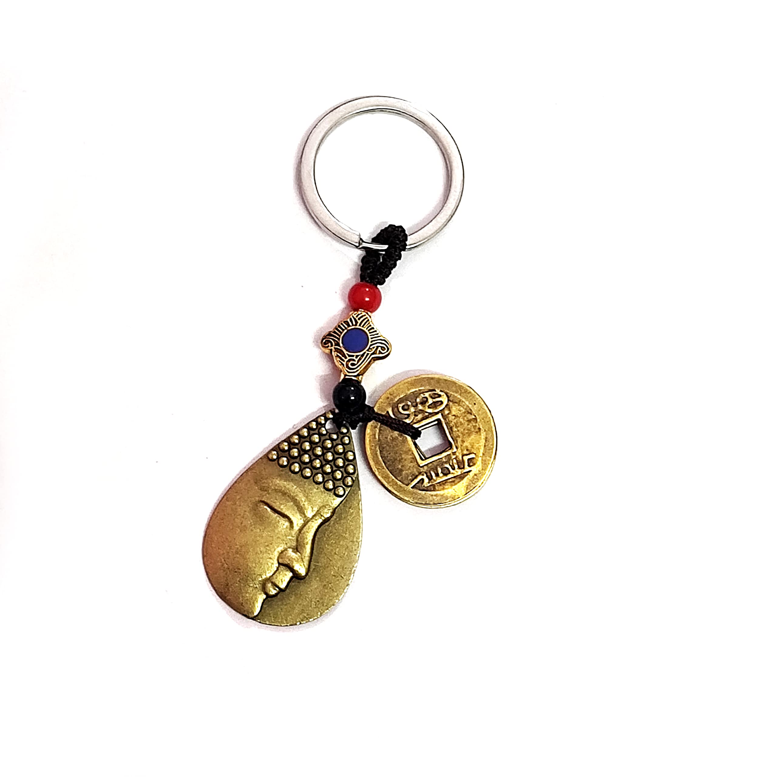 astroghar Meditating Buddha with Feng Shui Lucky Coins And Mystique Knot Charm Key Chain Key Ring-picture-10