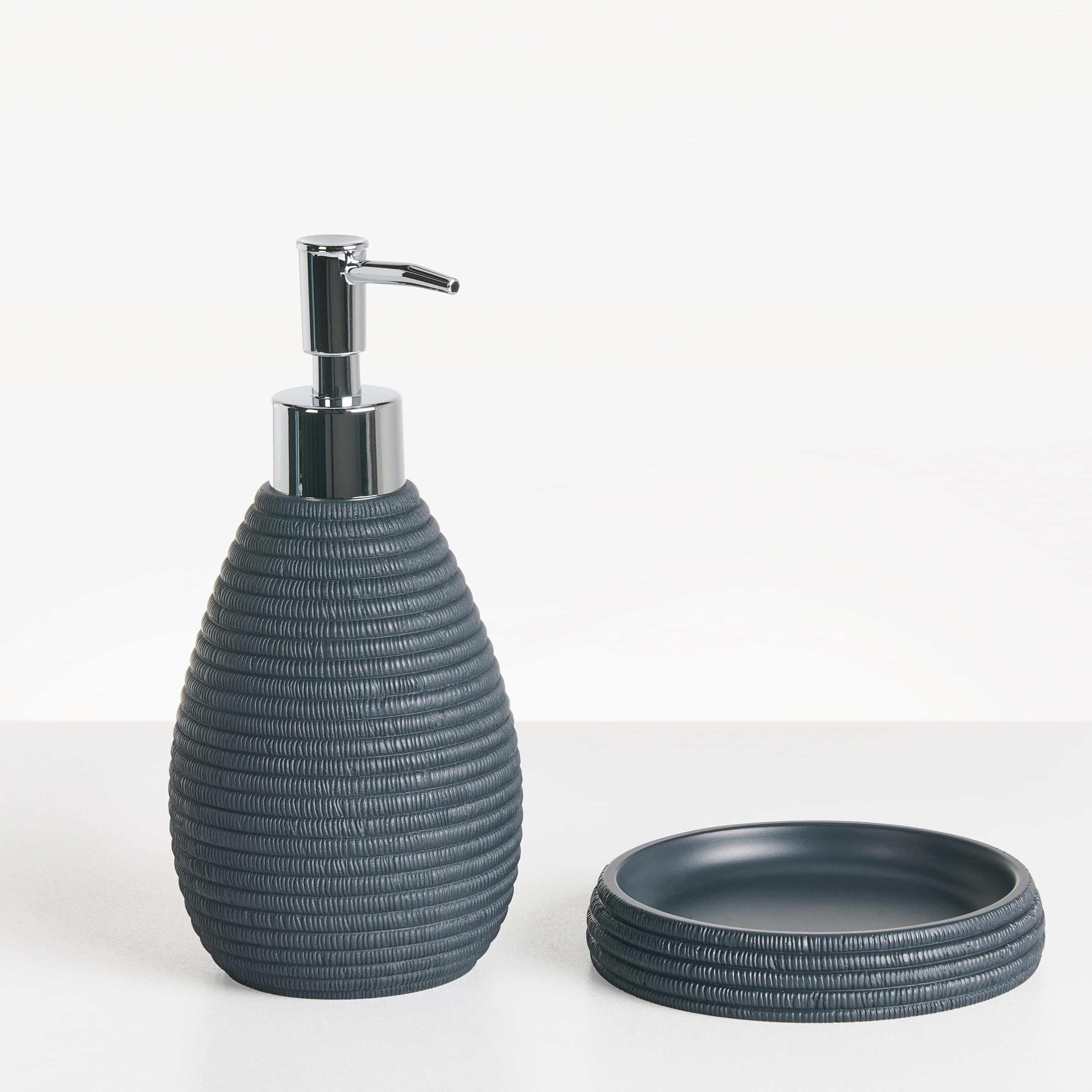 Conjunto de Accesorios de baño jabonera dispensador de jabón escobilla de Inodoro Vaso Soporte para cepillos de Dientes Azul Oscuro Quila
