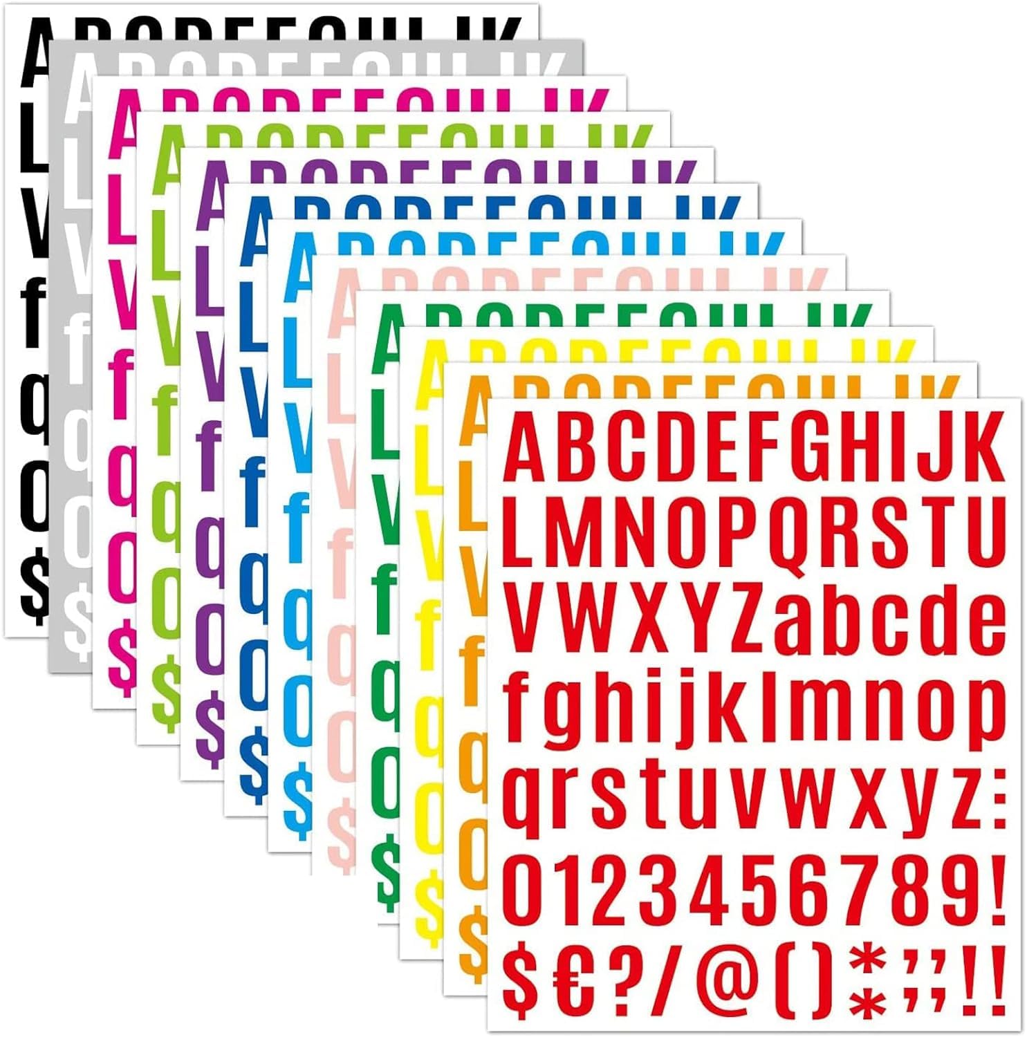 BetterJonny 12 Sheets Vinyl Letter Stickers, Colorful Self-Adhesive Letters Numbers Stickers, Mailbox Numbers Labels DIY Crafts Art Making Decals for Sign Notebook Classroom Decor Door