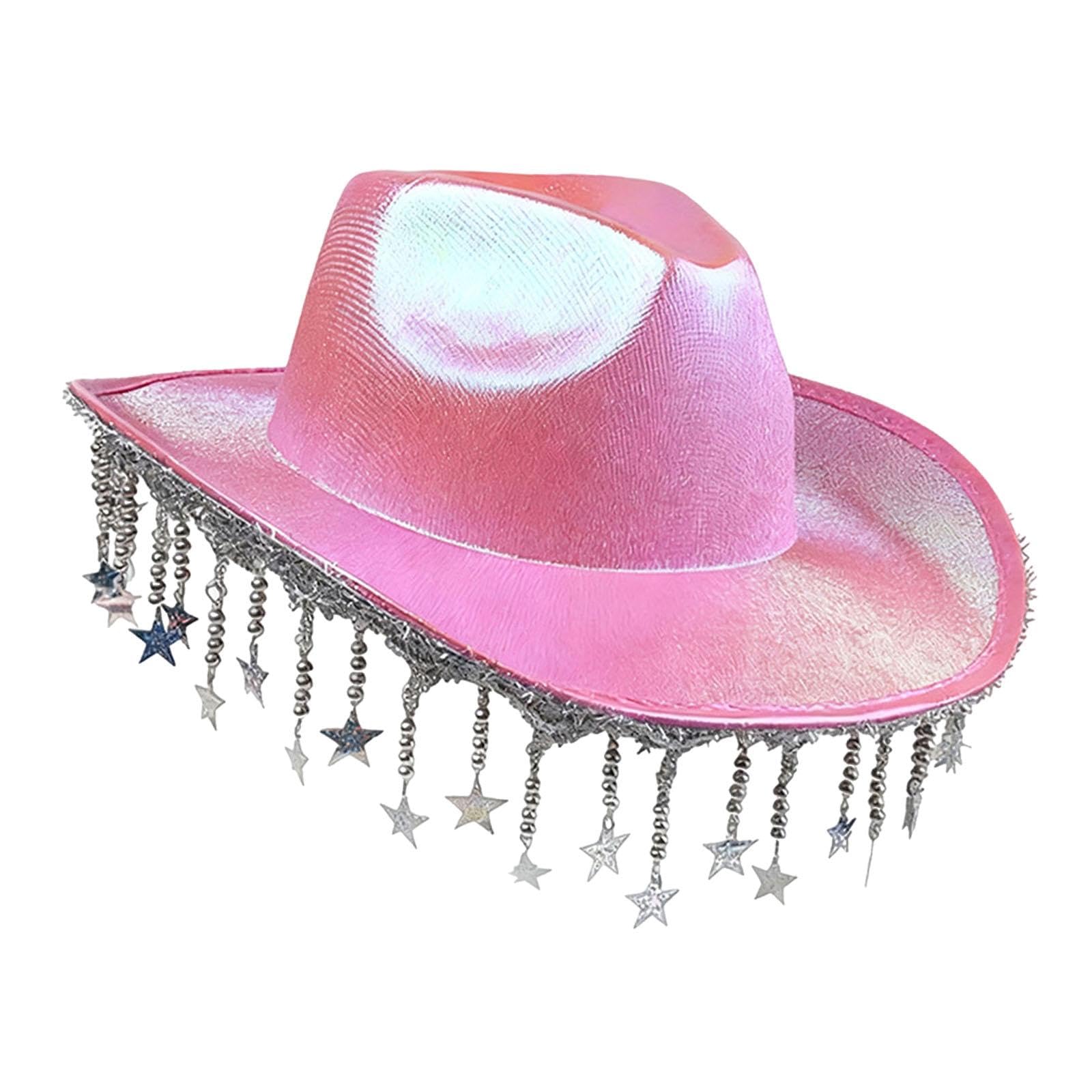 MERISHOPP®Western Cowboy Hat Shiny Cowgirl Hat for Engagement Travel Stage Performance Pink|Clothing, Shoes & Accessories|Womens Accessories|Hats-image-18