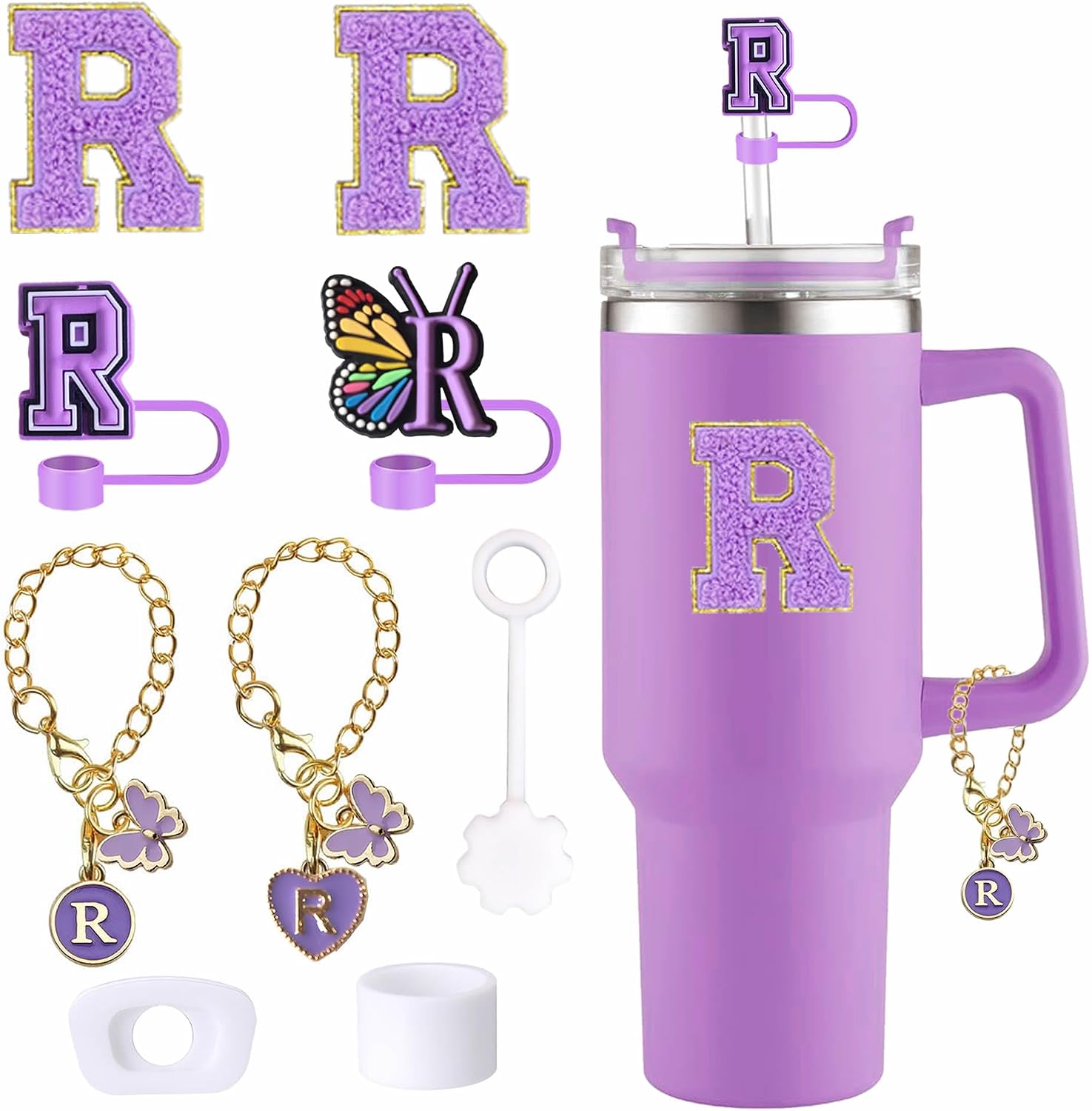 Butterfly Cup Accessories for Stanley 30oz 40oz, Letter Charm Set